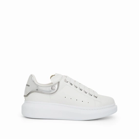 Larry Oversized Mirror Sneaker in White/Silver Metallic Sneakers