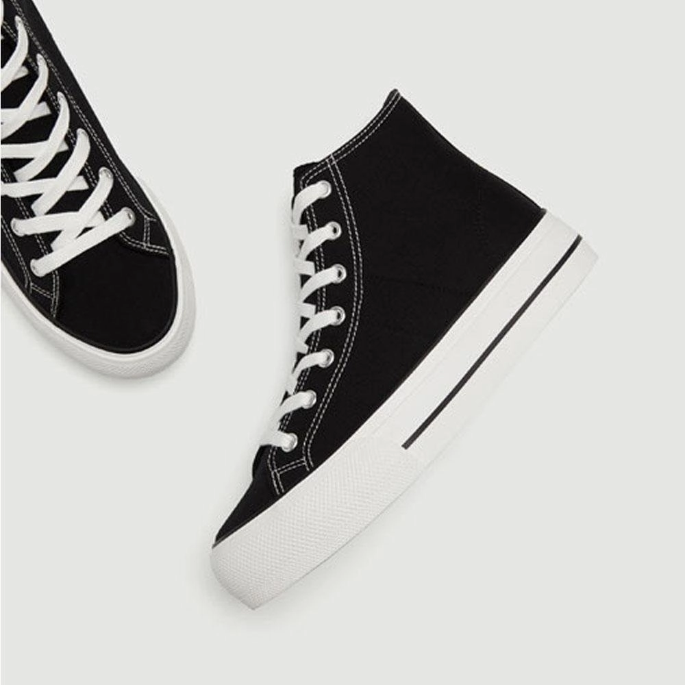 Lefties- BLOCK HEEL CANVAS ANKLE BOOTS Black Santa Claus Boots