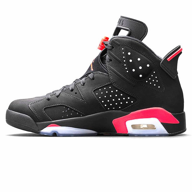 Best Asics Gel Shoes Nike Air Jordan 6 Black Infrared AJ6 Men Basketball Shoes, Black & Red, Shock Absorption Anti-Slip Support  Balance 384664 023