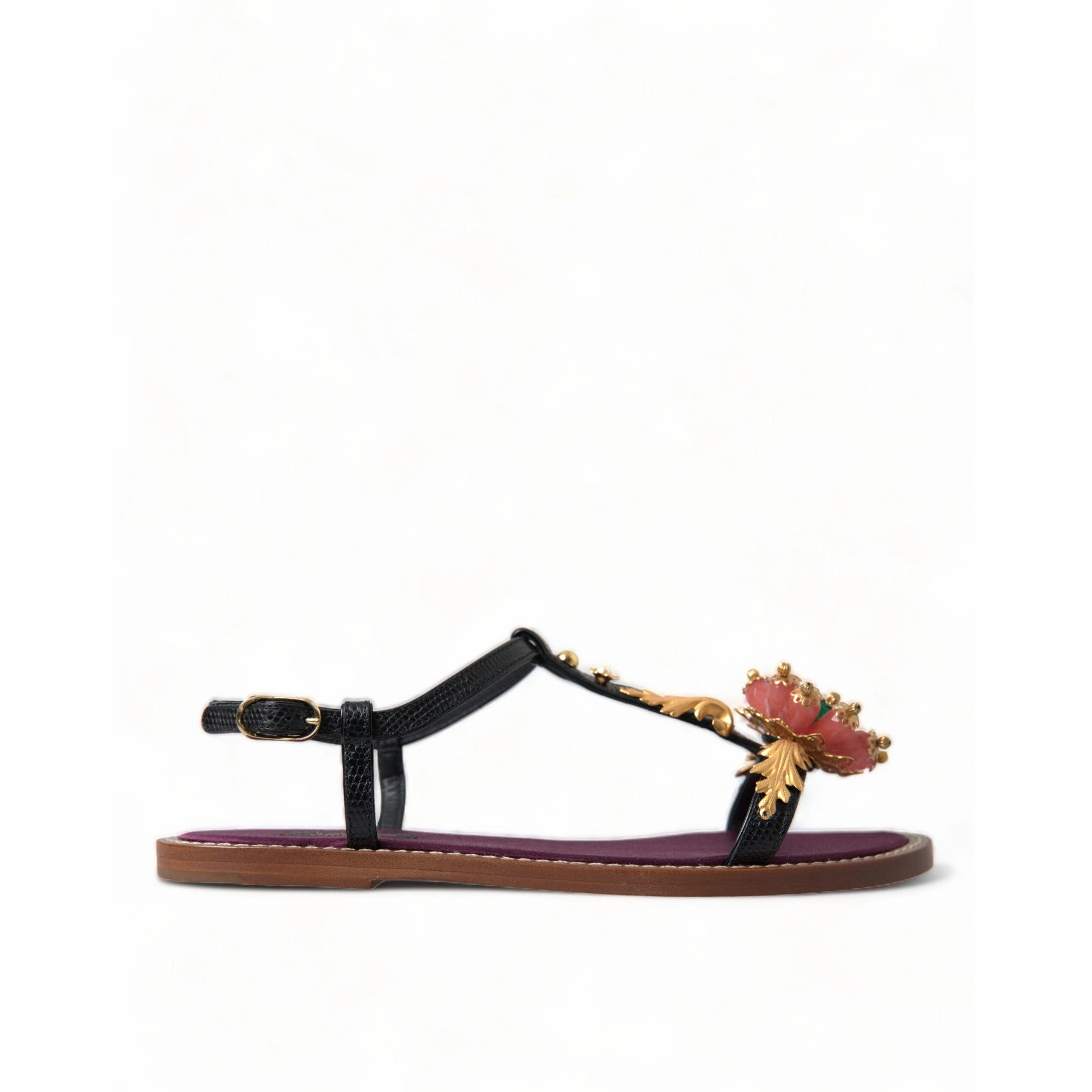 Dance Shoes Flats Dolce & Gabbana Elegant Crystal-Adorned Flat Sandals