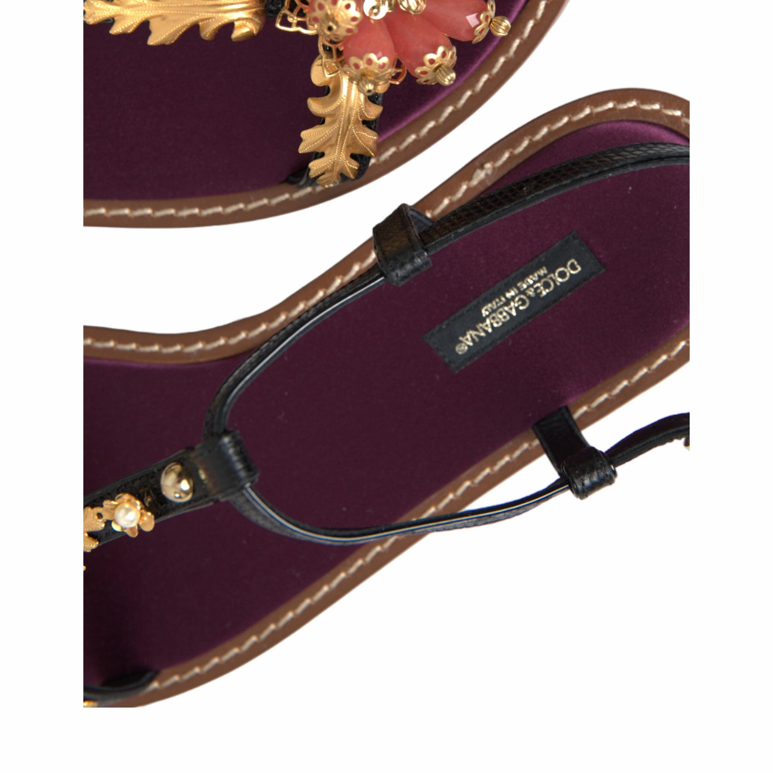 Dolce & Gabbana Elegant Crystal-Adorned Flat Sandals Cheap Ballet Flat Shoes