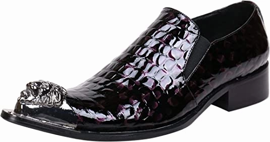 Steel Toe Snow Boots Men's Shiny Western Loafers Metal Tip