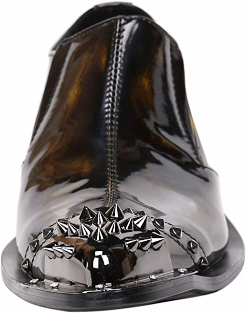 Cowboy Boots Metal Men's Shiny Western Loafers Metal Tip
