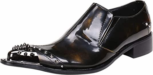 Miltary Boots Men's Shiny Western Loafers Metal Tip