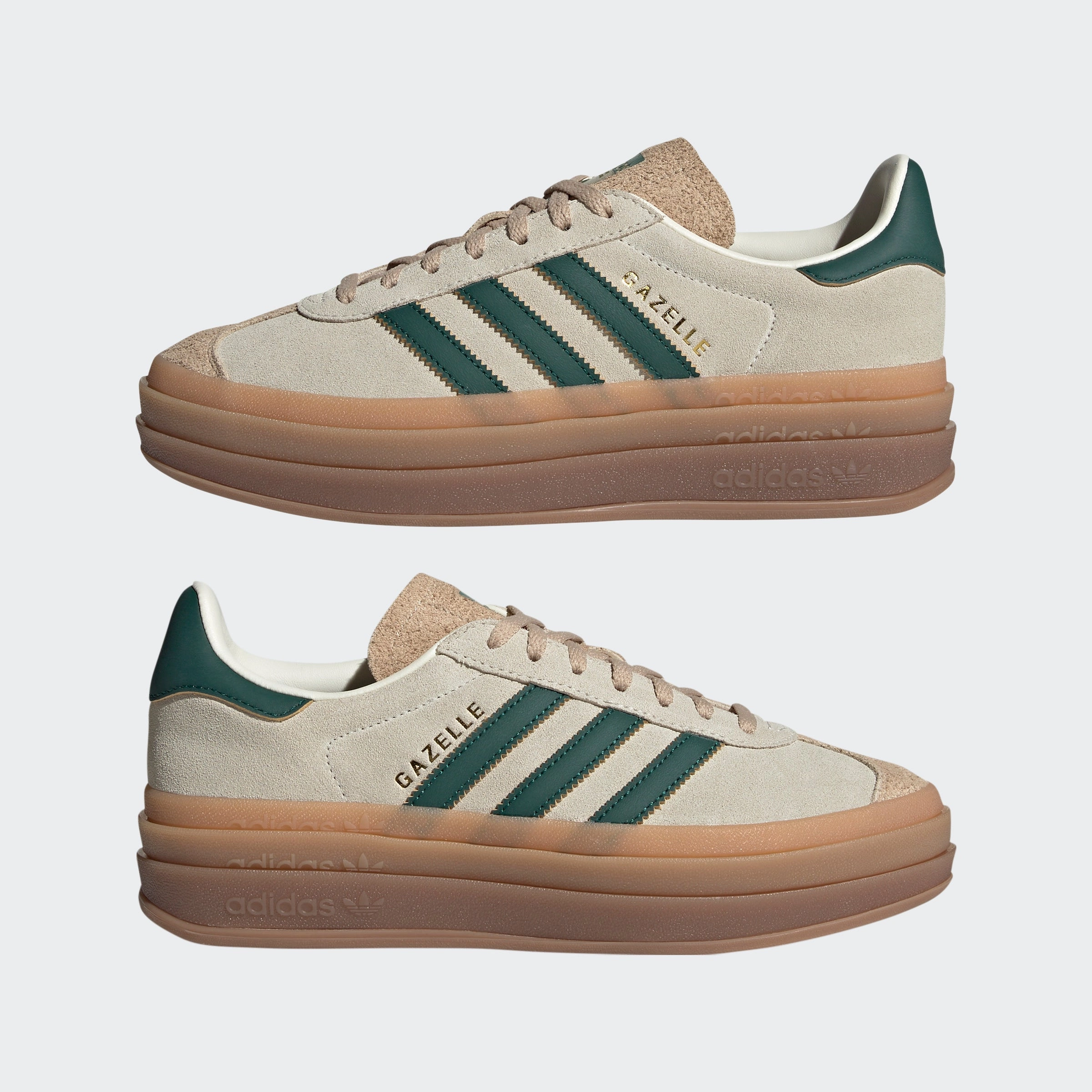 Women's adidas Originals Gazelle Bold Shoes Cream White Green A&m Adidas Shoes