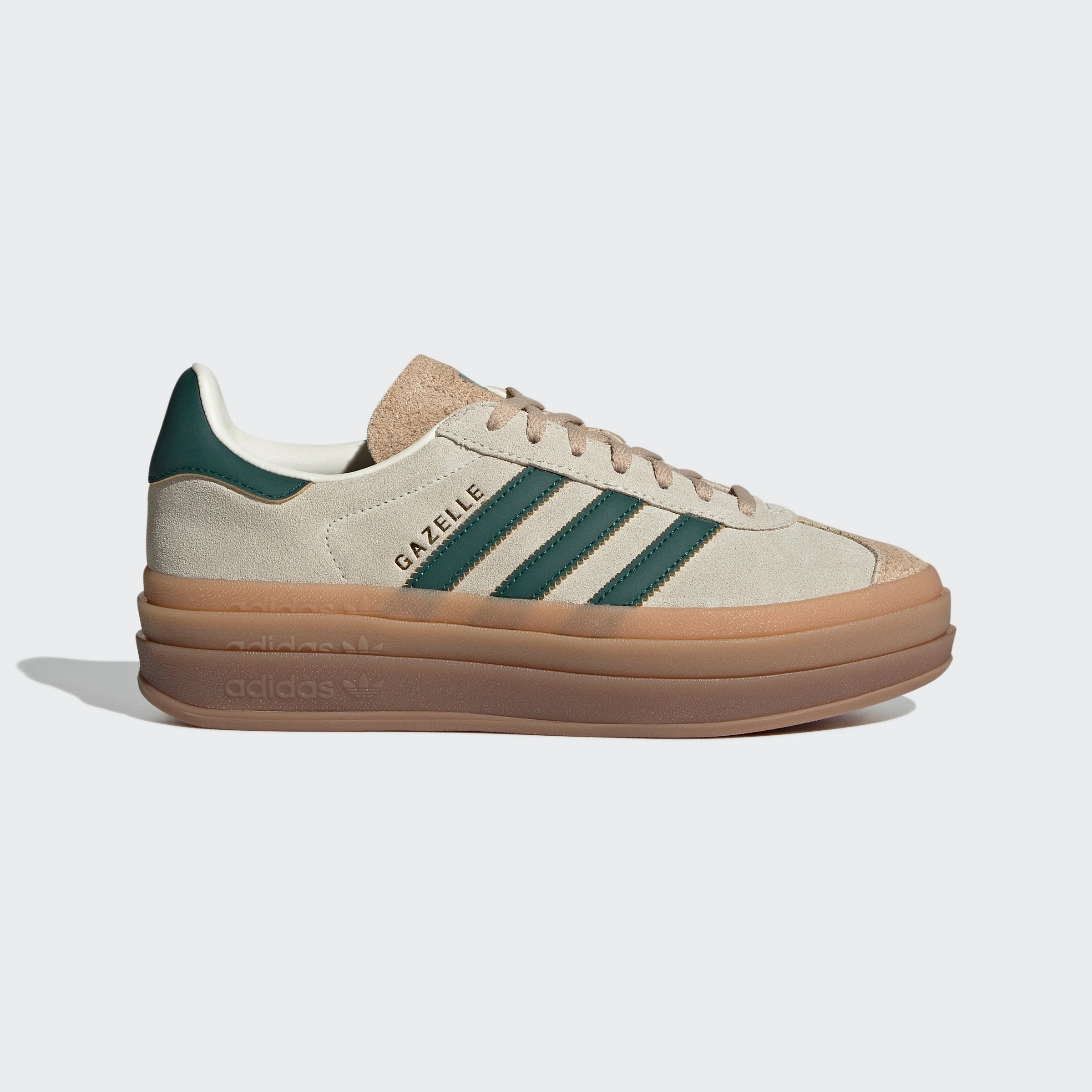 Women's adidas Originals Gazelle Bold Shoes Cream White Green Gucci Shoes Adidas