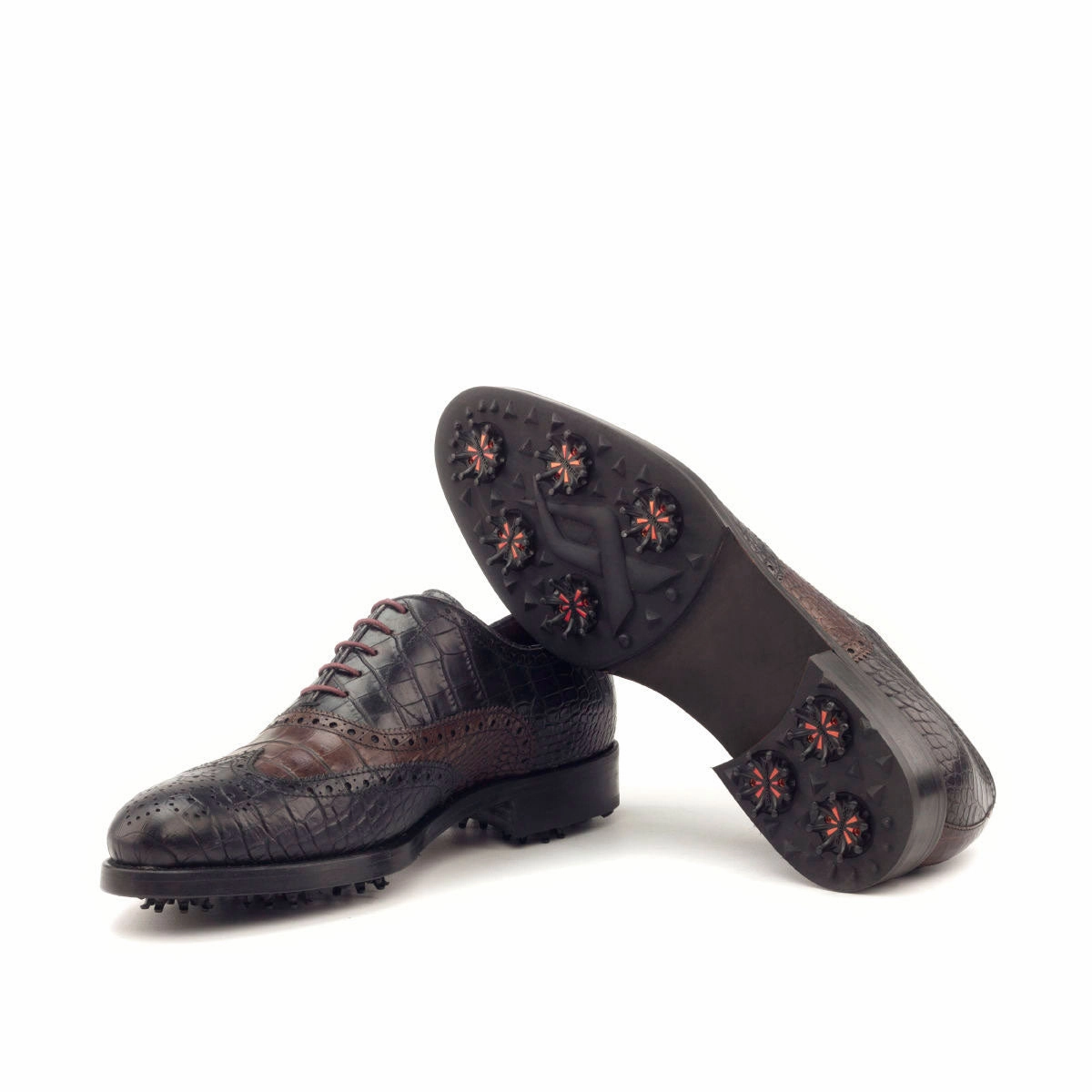 Men's Full Brogue Golf Leather Shoes Wide Plus Size Black Brown 2894 Extra Wide Golf Shoes