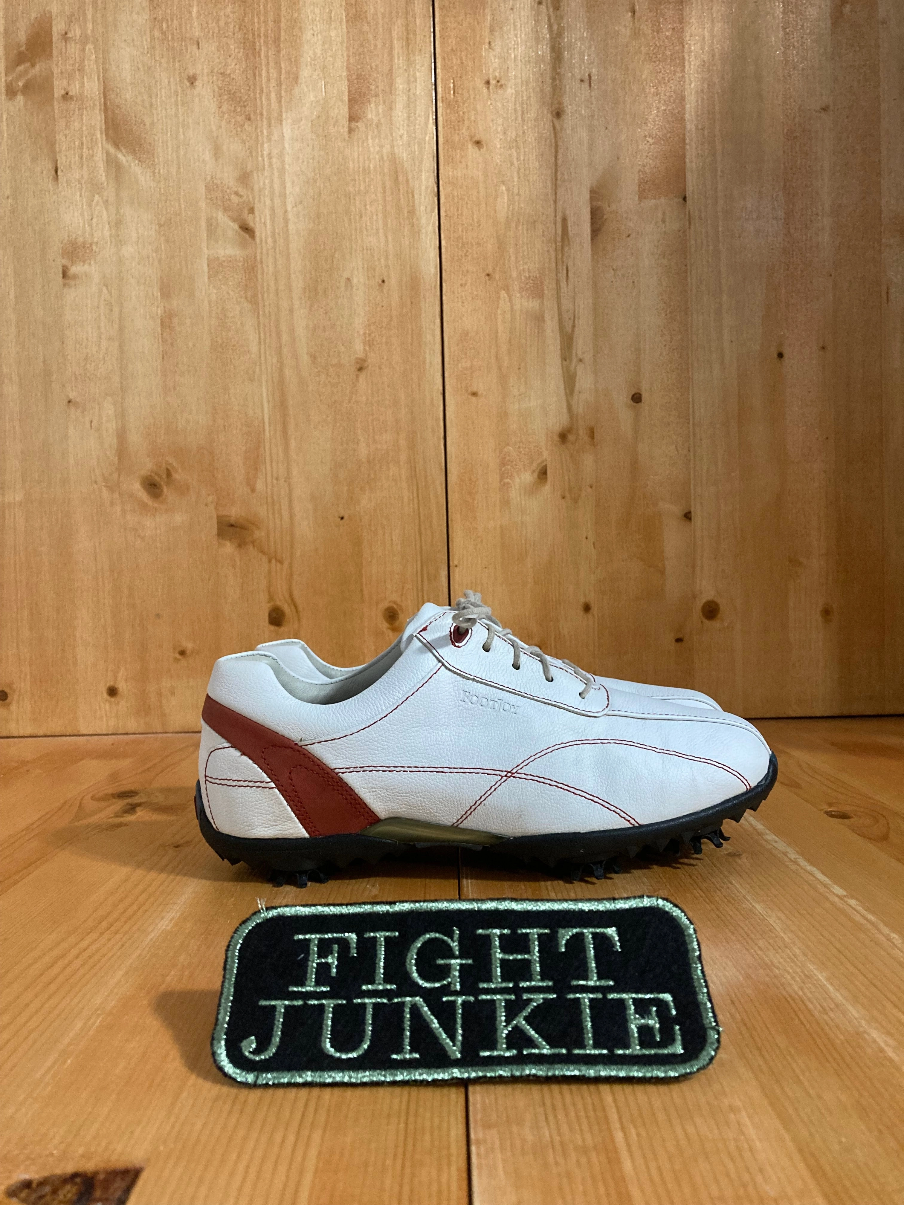 Zoom Golf FOOTJOY LOPRO COLLECTION Women 7.5W Leather Golf Shoes Sneakers White & Red