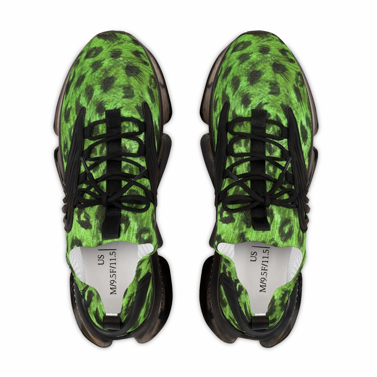 Wildland Fire Boots Green Leopard Print Men's Shoes, Best Comfy Animal Print Men's Mesh Sports Sneakers Shoes (US Size: 5-12)