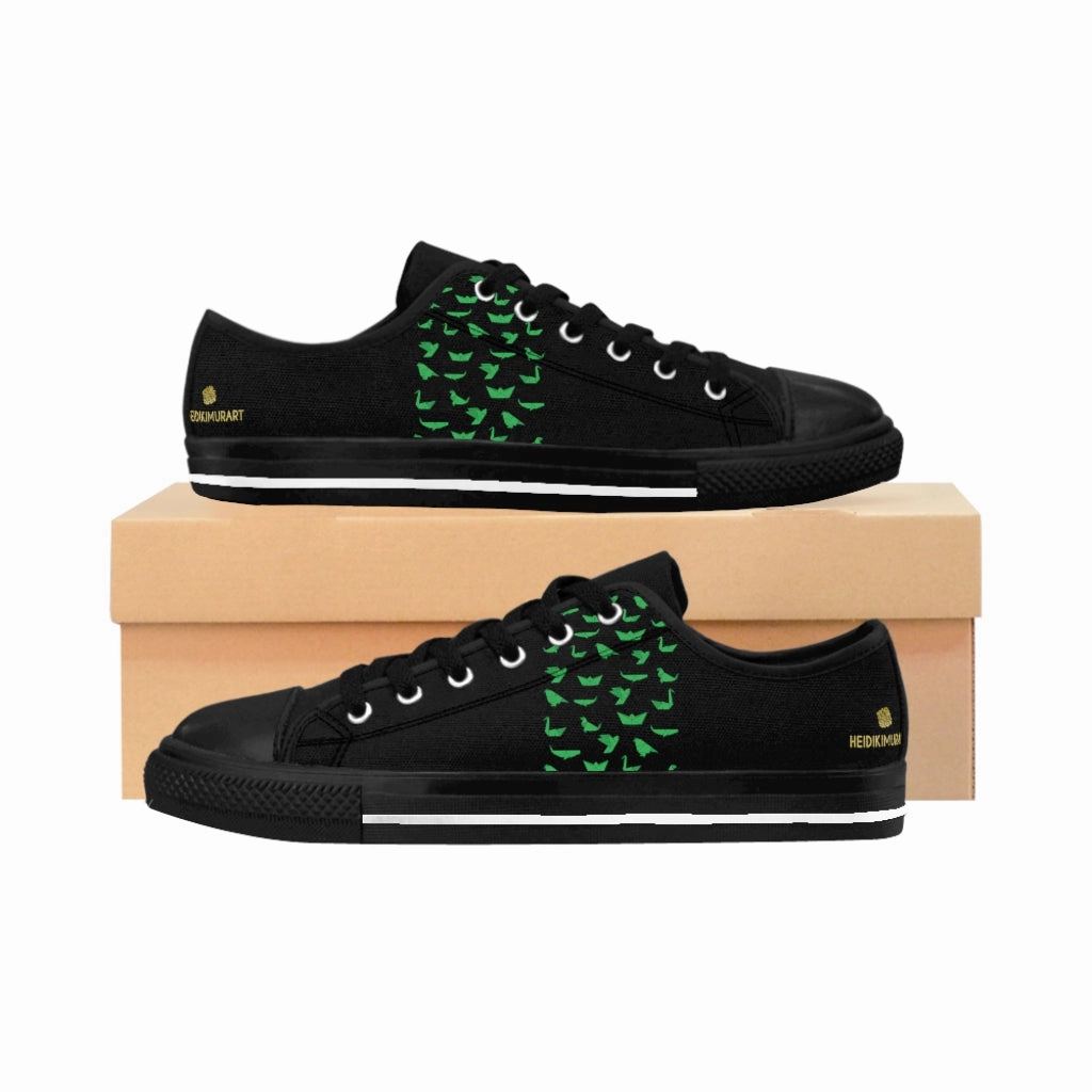 Gucci Boots Green Japanese Crane Men's Sneakers, Designer Low Top Shoes For Stylish Men (US Size: 7-14)