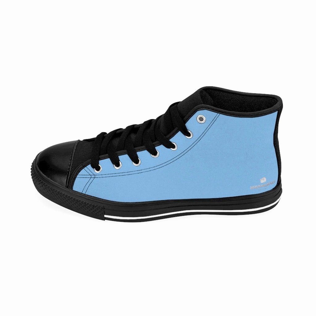 Gumleaf Boots Baby Blue Men's High-top Sneakers, Solid Color Minimalist Designer Tennis Running Shoes