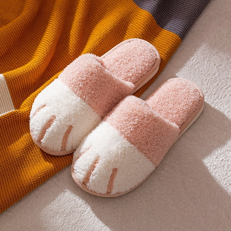 Pope Slippers Purpdrank - Winter Warm Plush Slippers Cute Cat Paw Designer House Women Fur Slippers Floor Mute Bedroom Lovers Indoor Fluffy Shoes
