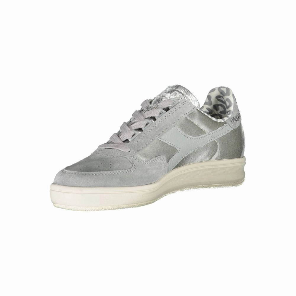 Size Wide Sneakers Diadora Sparkling Gray Lace-Up Sneakers with Swarovski Crystals