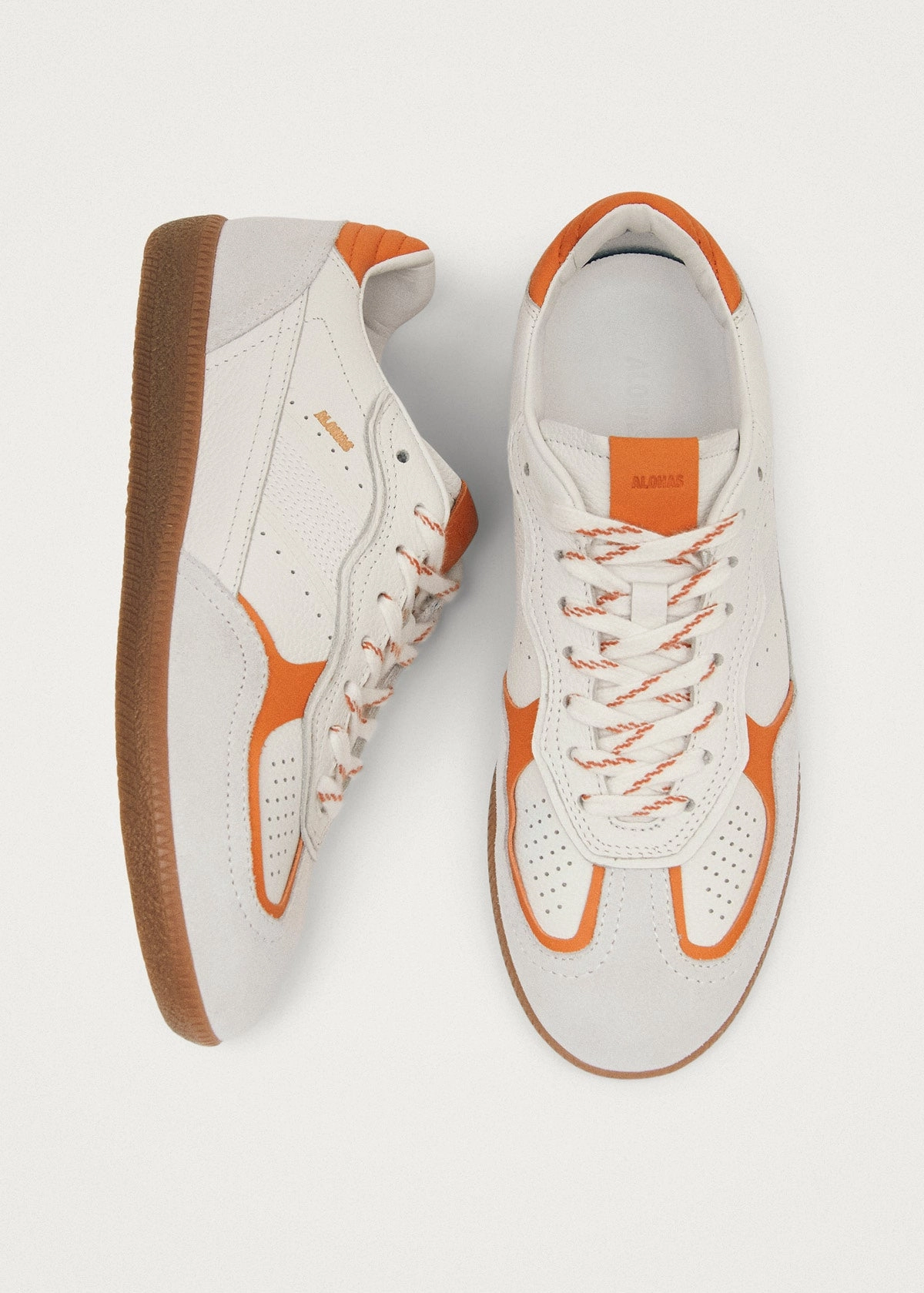 Tb.490 Rife Grain White Orange Leather Sneakers Doll Shoes Flats
