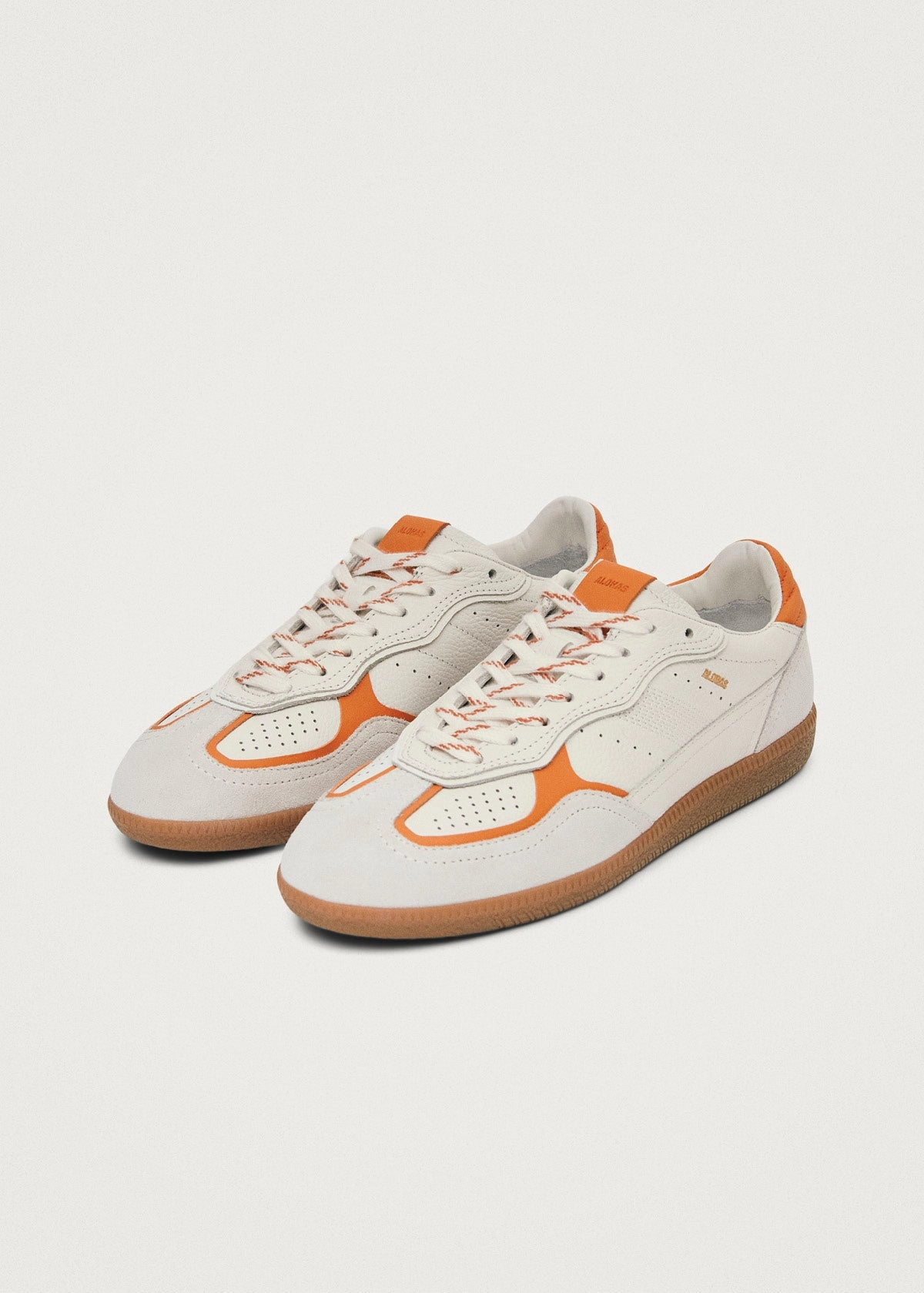 Tb.490 Rife Grain White Orange Leather Sneakers Feet In Flat Shoes