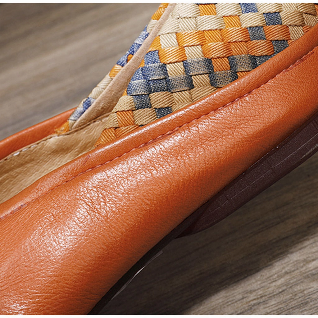 Arizona Shoes Real Leather Woven Lace-up Retro Flat Shoes