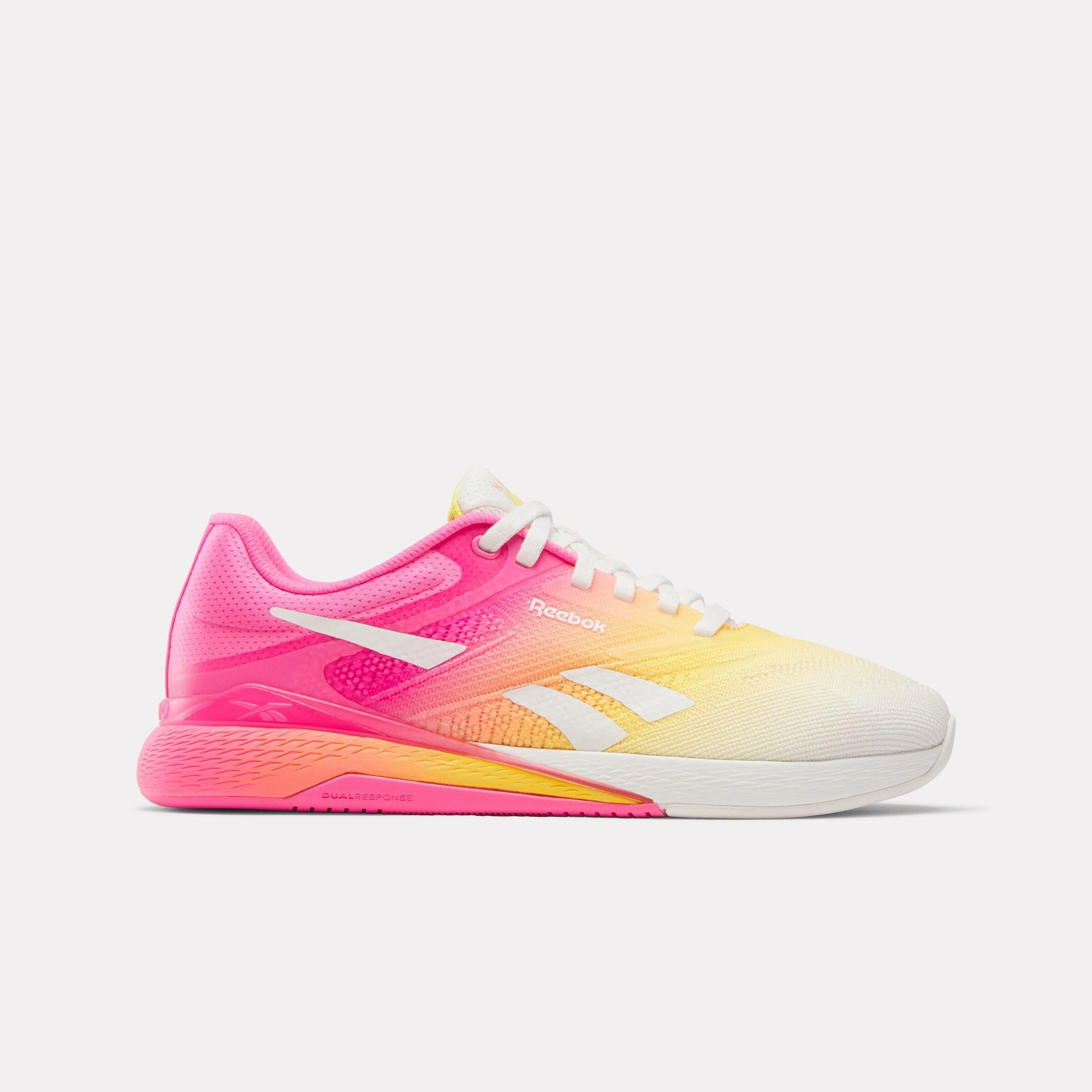 Reebok Footwear Women Nano X5 Training Shoes CHALK/ATOMIC PINK/GOLDEN HAZE Under Armour Project Rock 7 Training Shoes