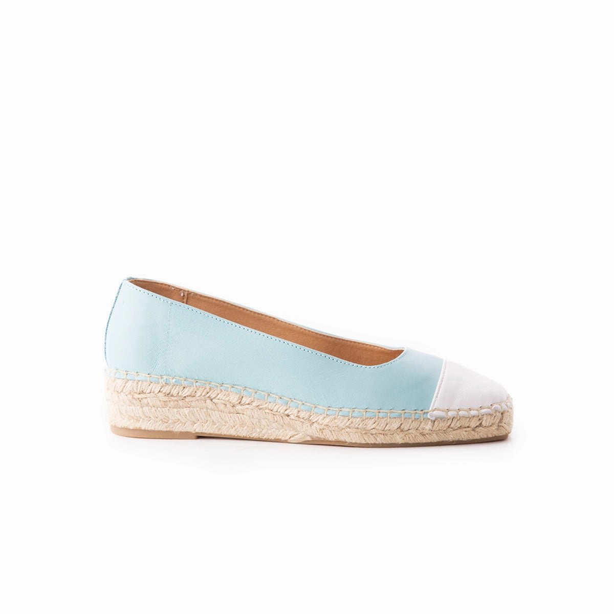 Block Flat Shoes Mansa Blue Leather