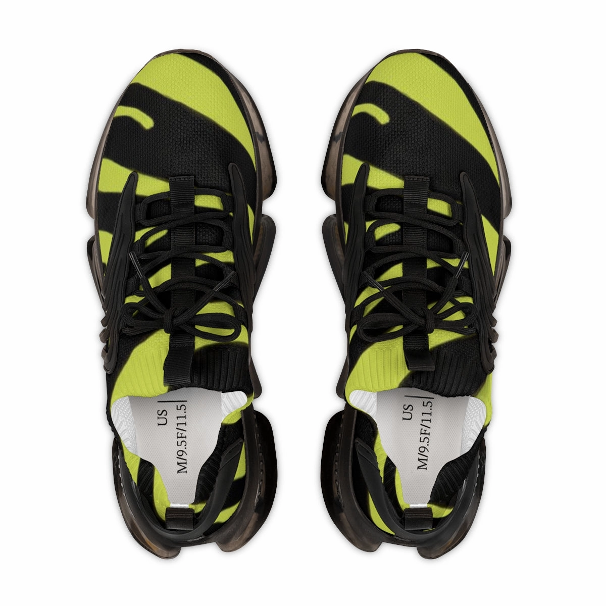 Yellow Zebra Print Men's Shoes, Best Zebra Stripes Animal Print Comfy Men's Mesh Sports Sneakers Sherpa Lined Boots