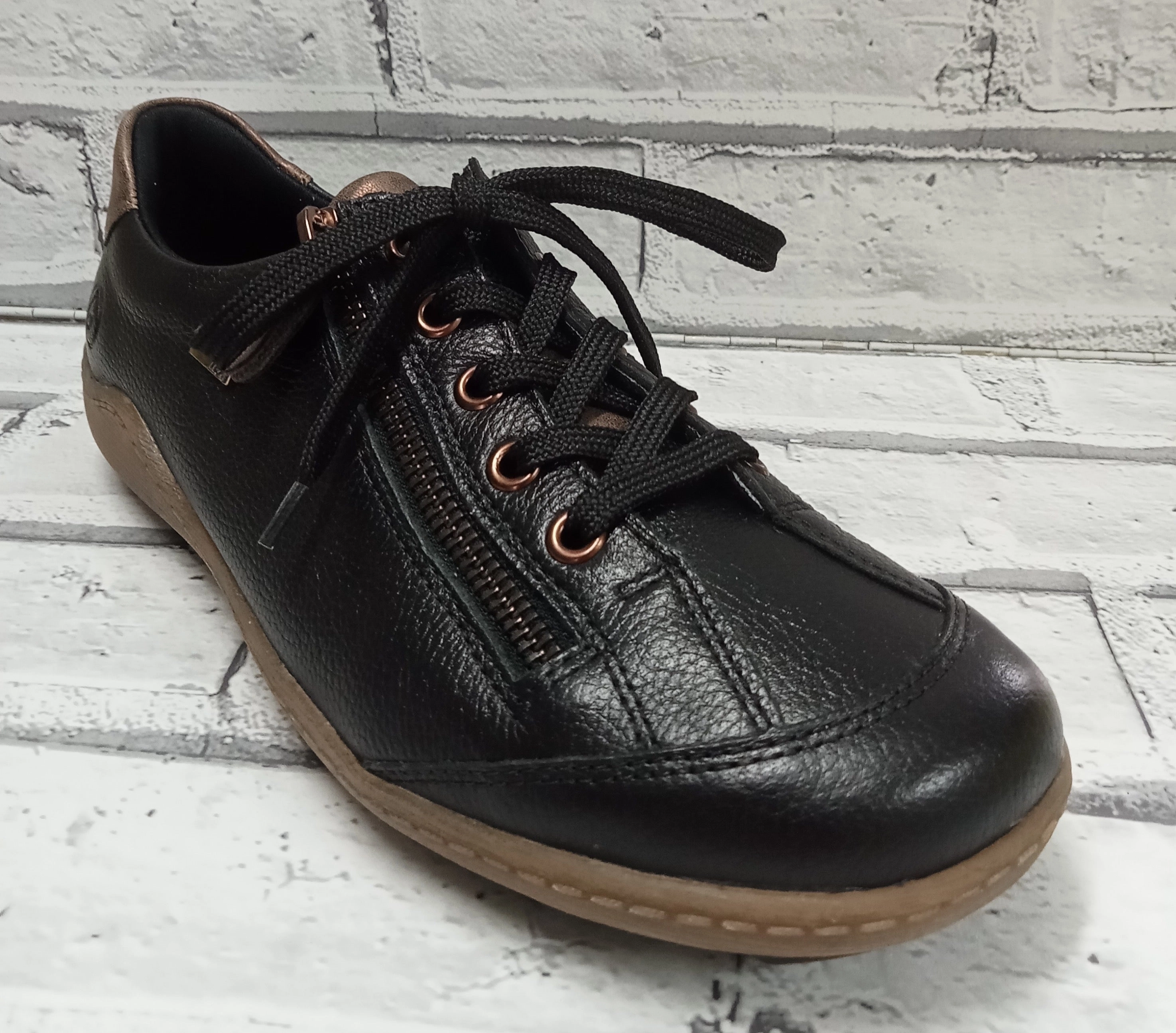 Waterproof Urban Shoes REMONTE - R1402-08 - Zip/Lace Waterproof SHOE - Black