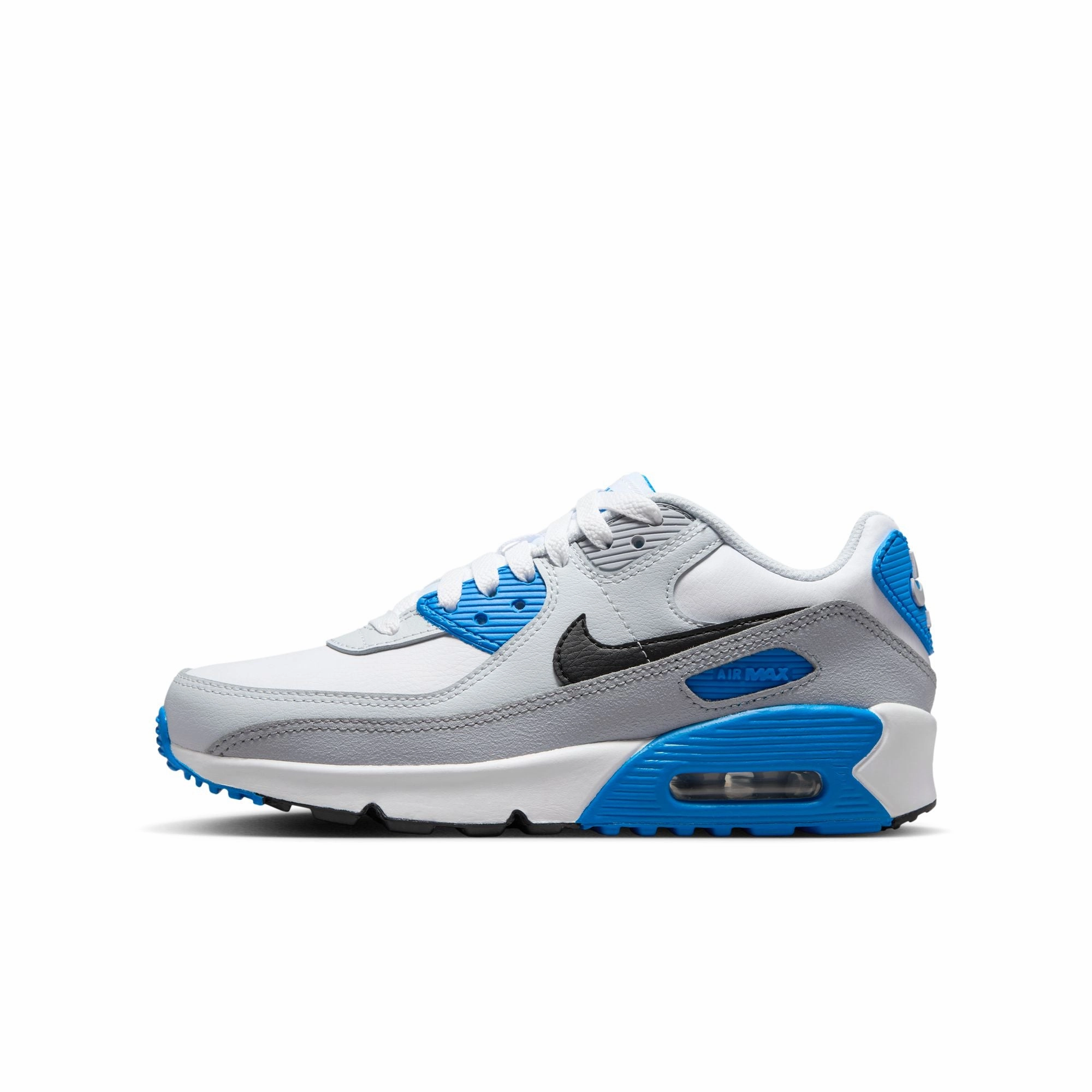 Nike - Boy - Nike Air Max 90 LTR - White/Black/Photo Blue/Platinum Asics Shoes Volleyball Price