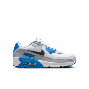 Nike - Boy - Nike Air Max 90 LTR - White/Black/Photo Blue/Platinum Asics Shoes Soccer