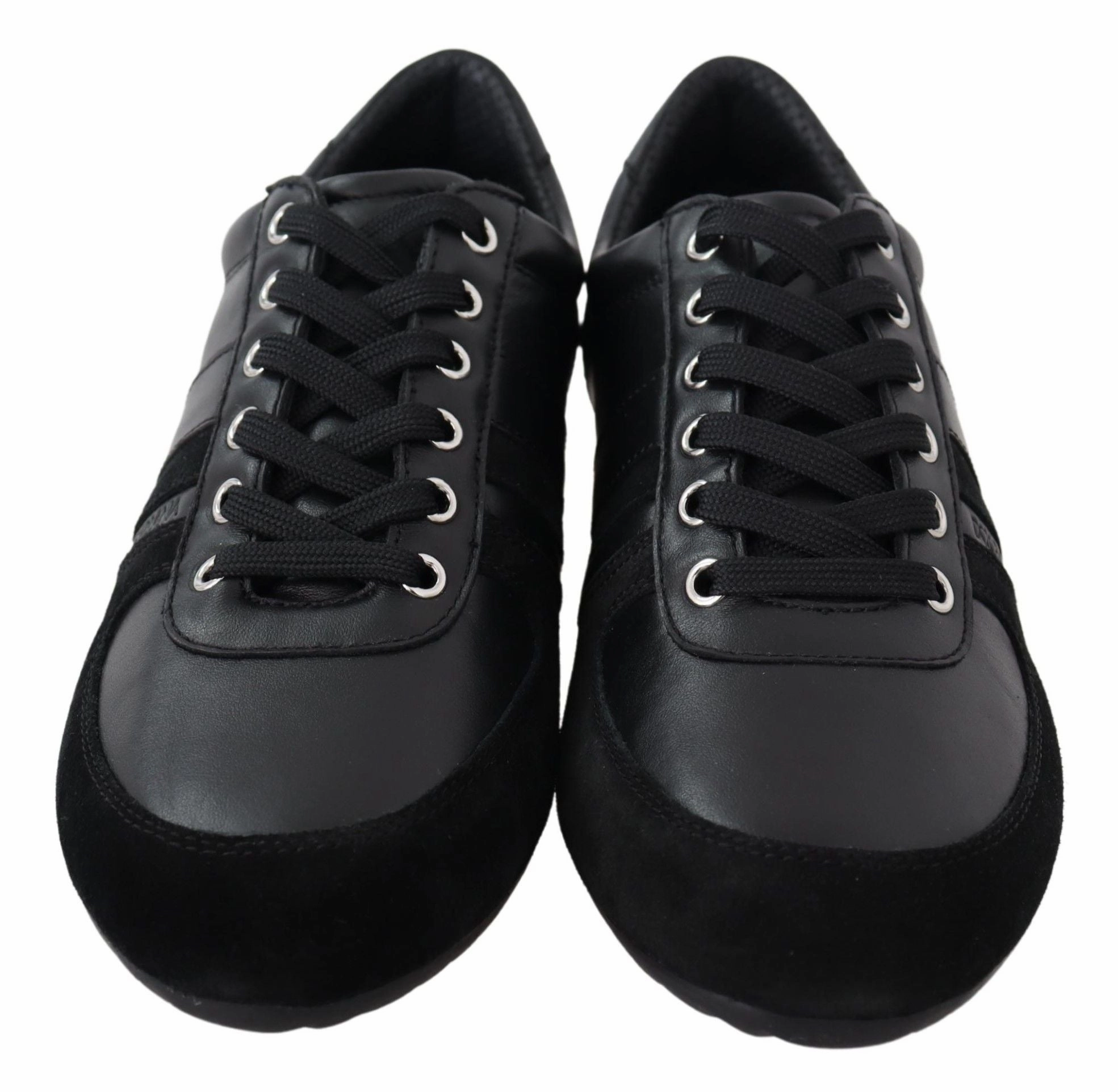 Most Comfortable Running Sneakers Dolce & Gabbana Black Logo Leather Casual Sneakers Shoes