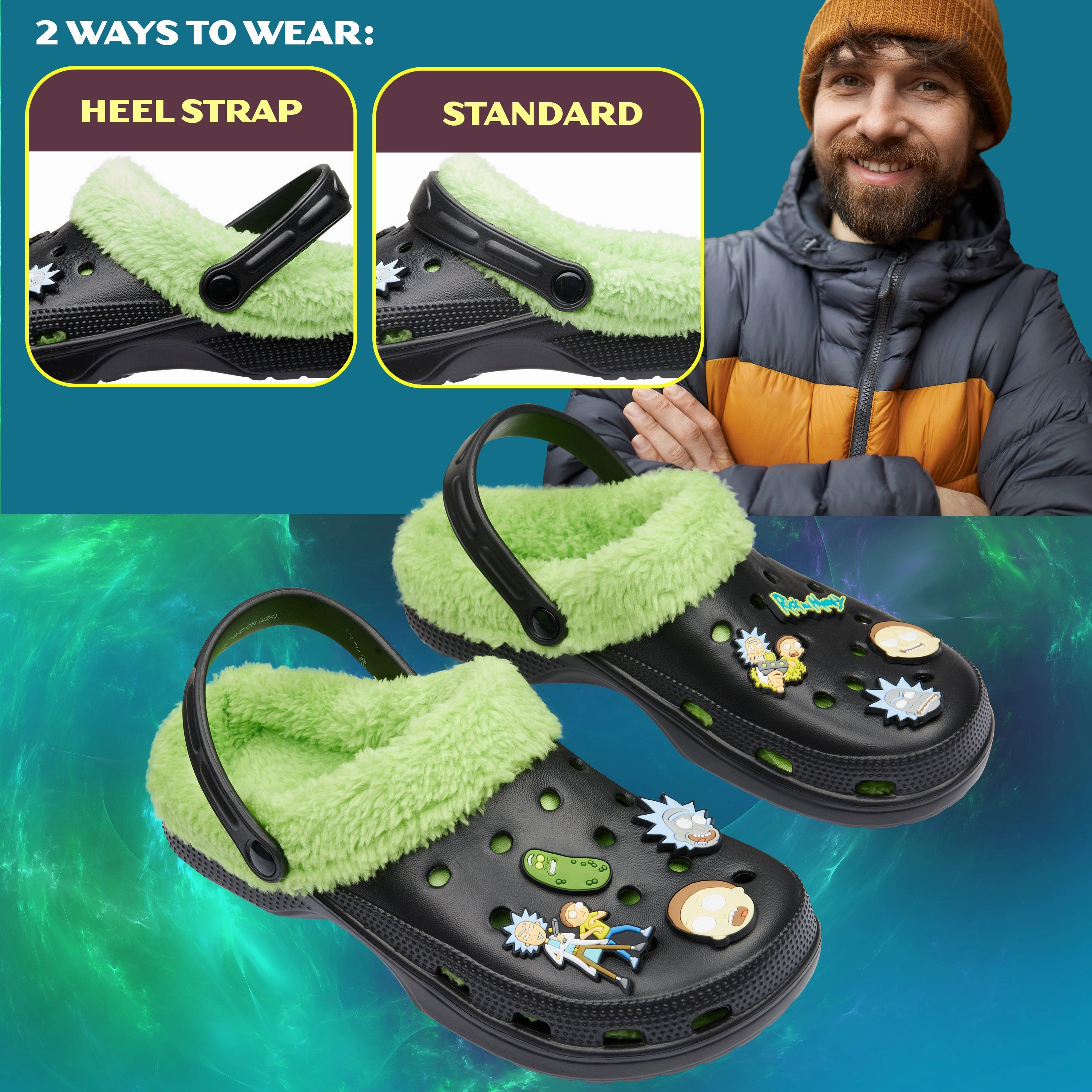 Best Product For Toilet Clogs Rick and Morty Clogs Mens Winter Fleece Lining & Removable Charms - Warm Slip On Garden Shoes with Strap