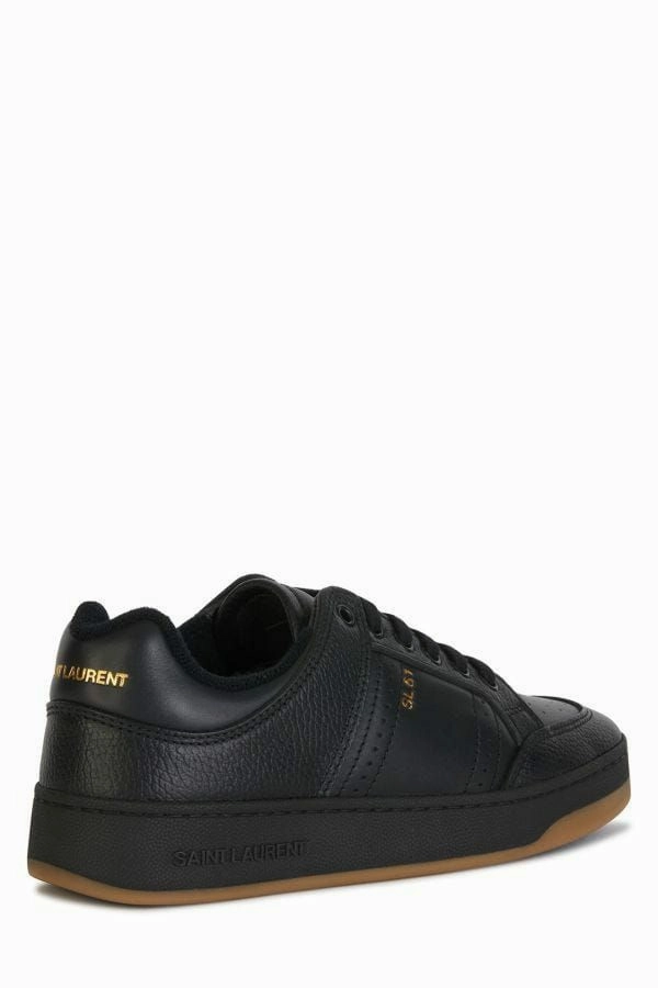 Saint Laurent Elegant Black Low-Top Leather Sneakers Back Sneakers