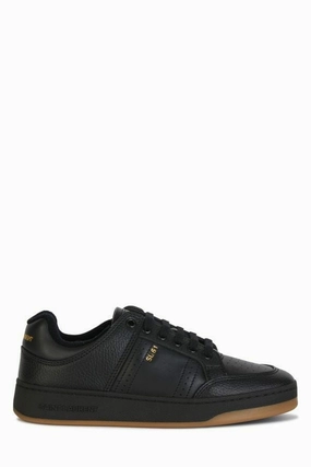 Swoosh Sneakers Saint Laurent Elegant Black Low-Top Leather Sneakers