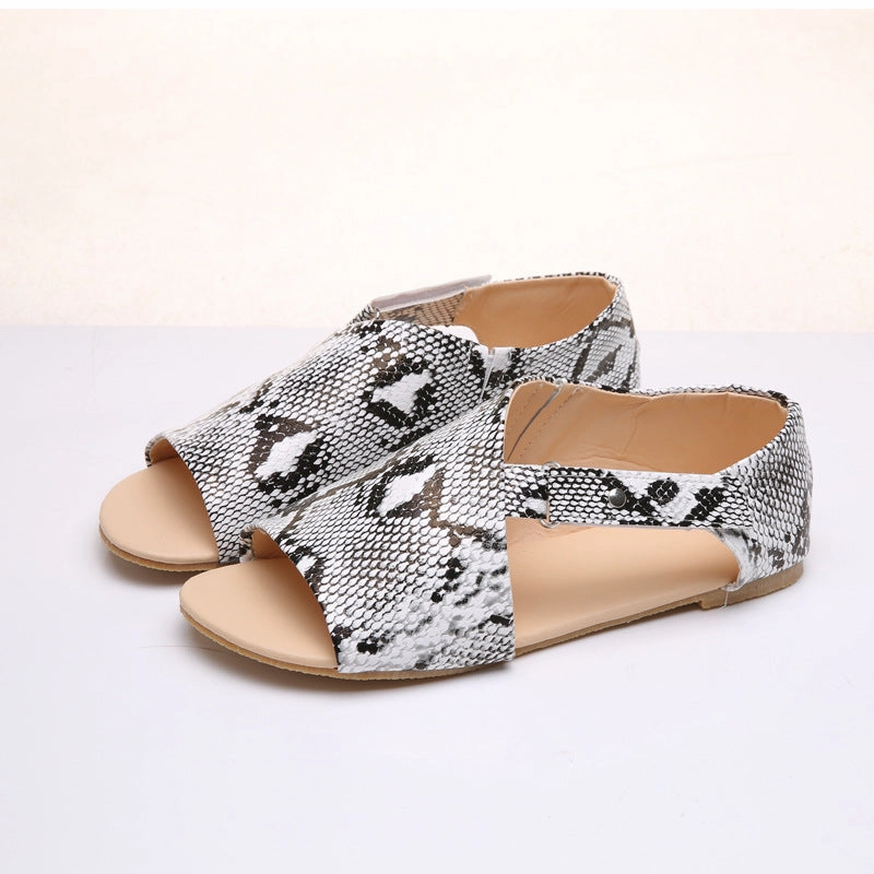 Sandals - Flat Retro Fish Mouth - Velcro Leather Sandals Curacao Map