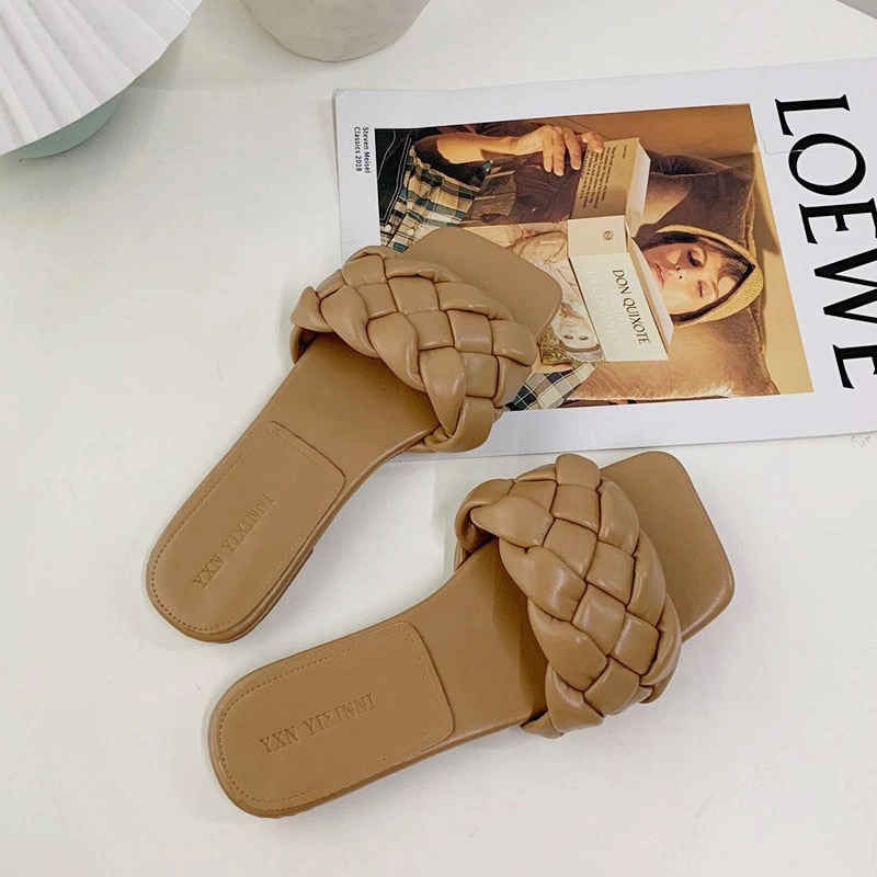 Slippers Pin Chic Women Slippers 2020 Hot Women Weave Slippers Fashion Leisure Shoes Charm Simple Slip-on Office Women Slippers