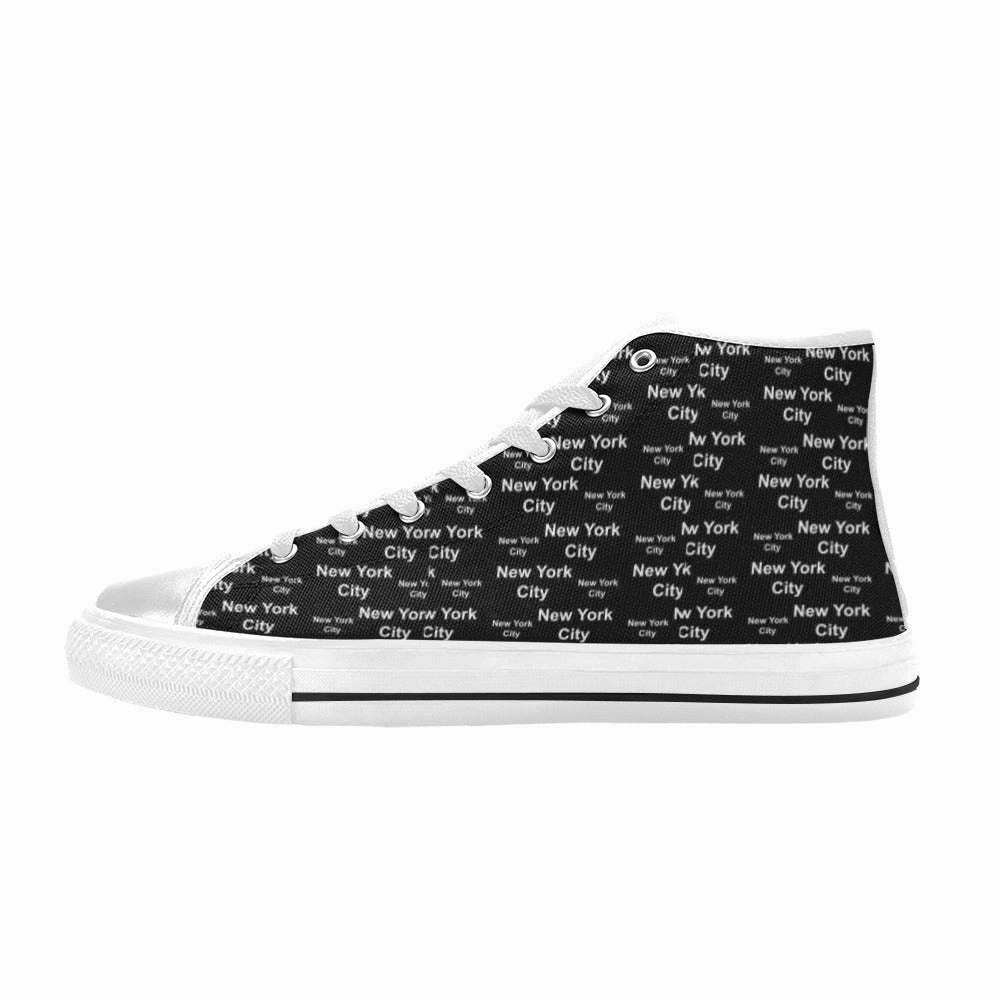 New York City Black Aquila High Top Canvas Shoes China Flat Shoes