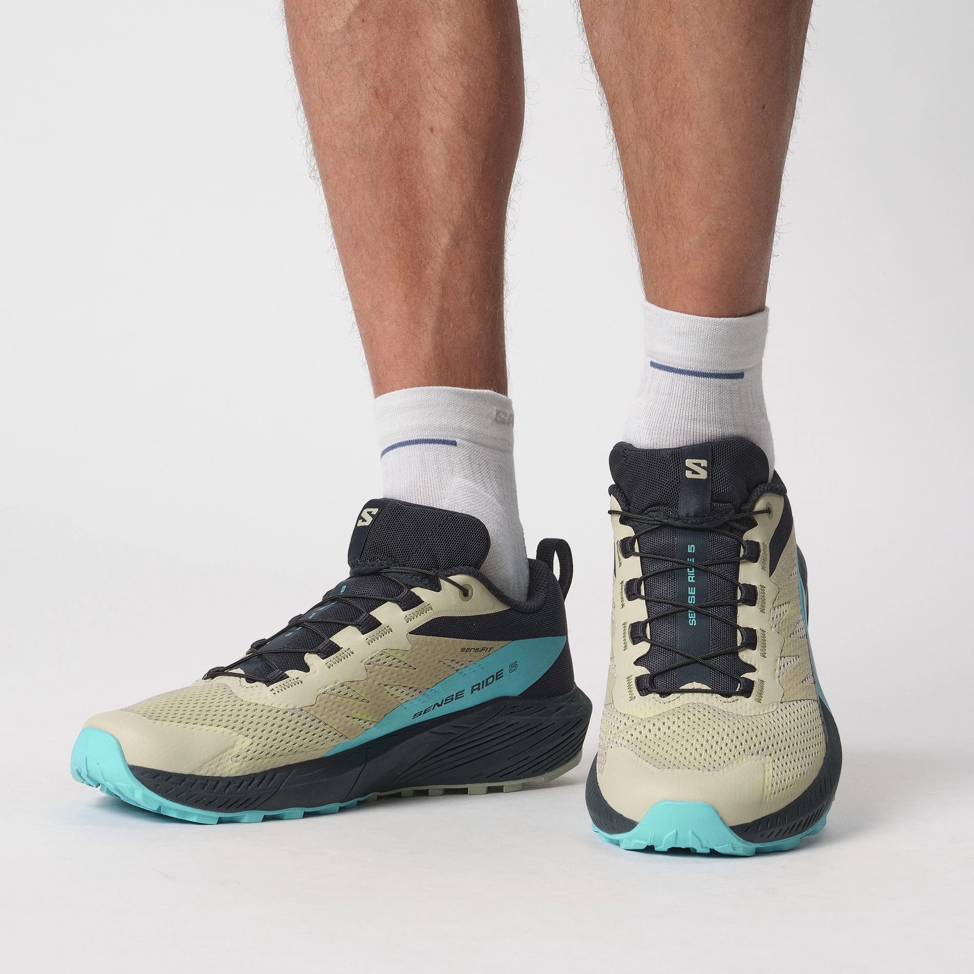 SENSE RIDE 5 Men Trail Running Shoes in Alfalfa / Carbon / Peacock Blue Ozark Trail Shoes For Men