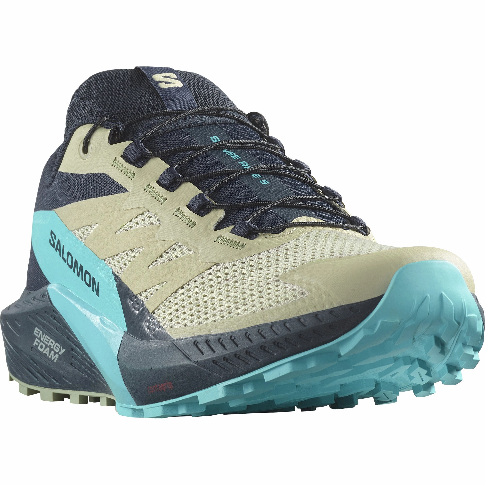 Pacific Trail Hiking Shoes SENSE RIDE 5 Men Trail Running Shoes in Alfalfa / Carbon / Peacock Blue