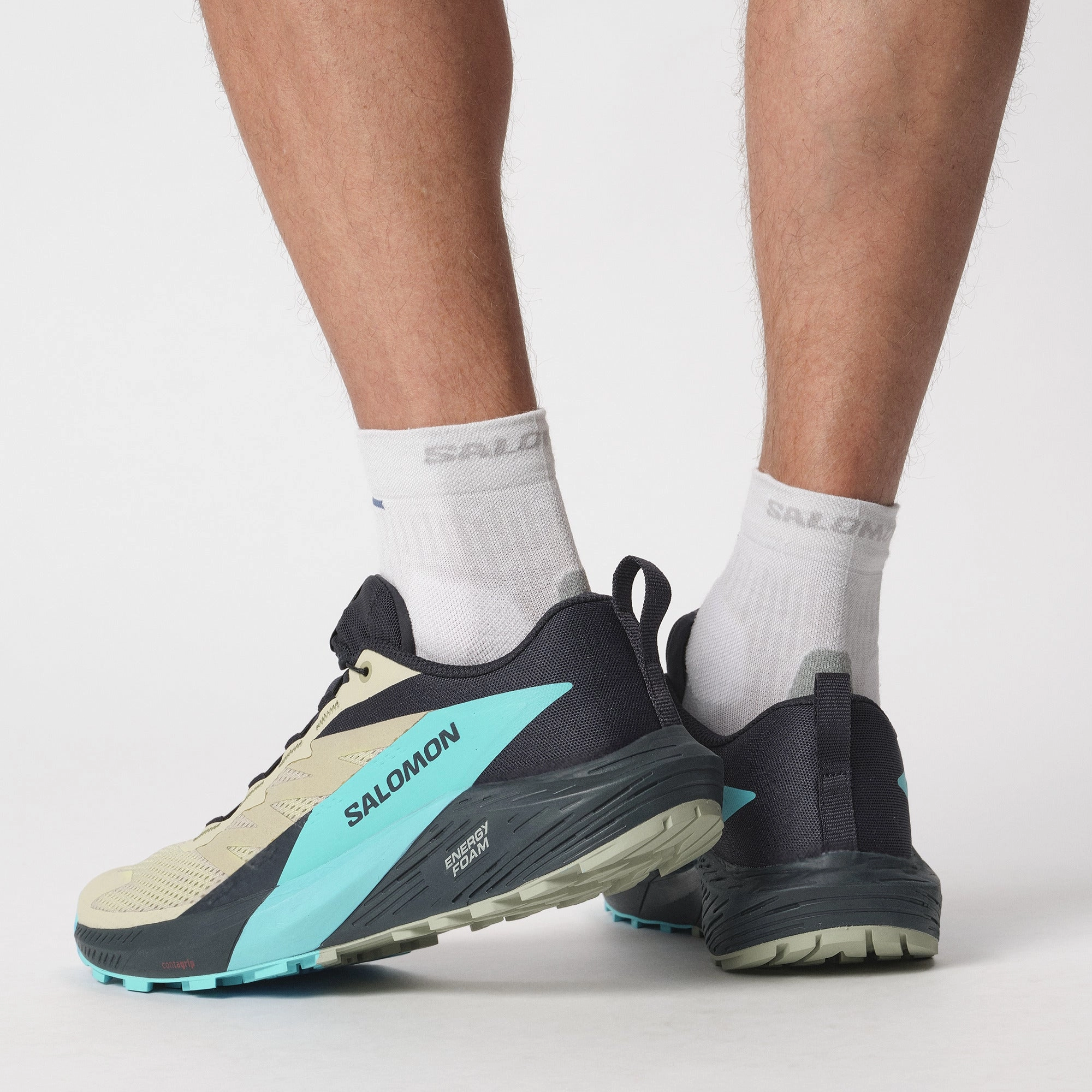 Best Shoe For Pavment And Trail SENSE RIDE 5 Men Trail Running Shoes in Alfalfa / Carbon / Peacock Blue