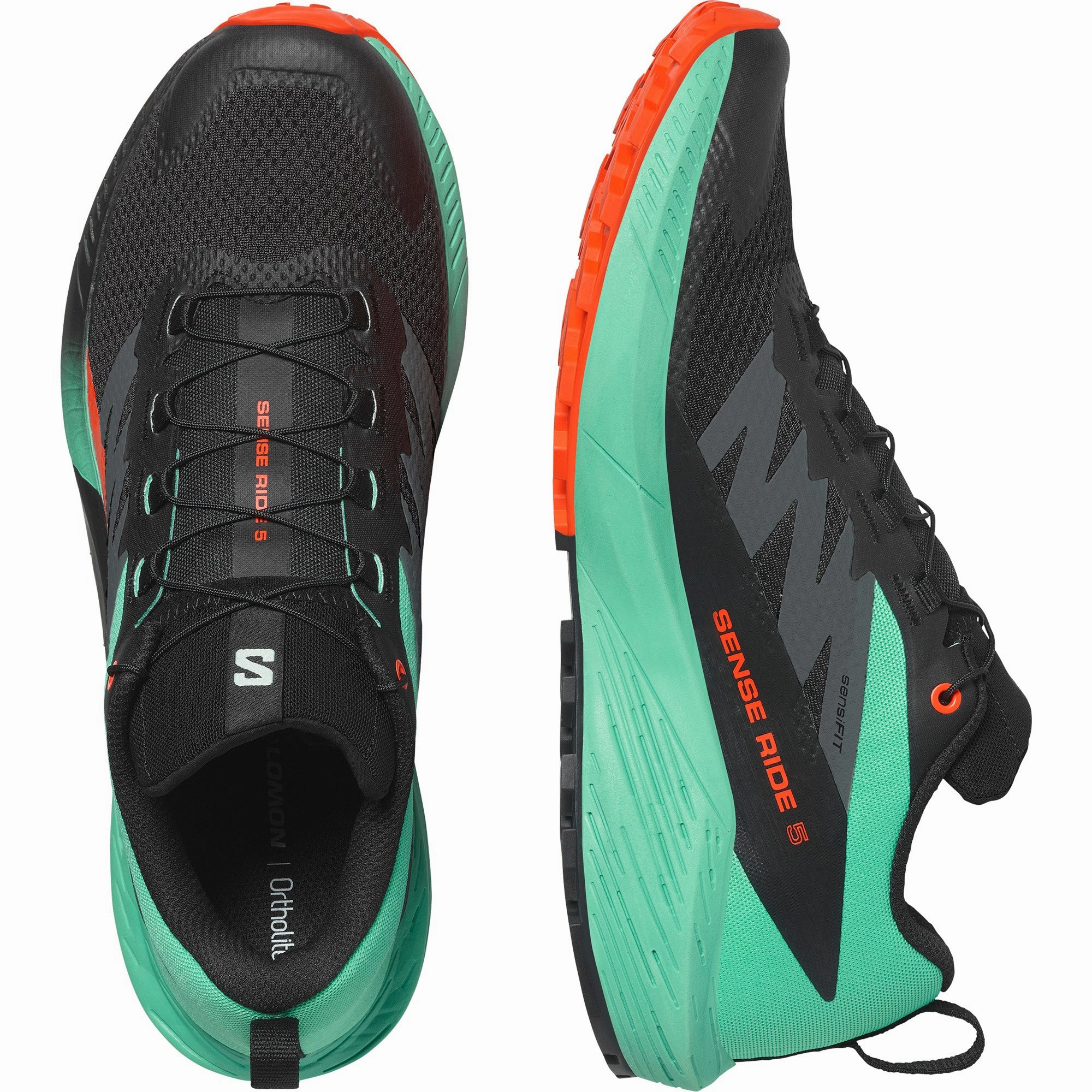 SENSE RIDE 5 Men Trail Running Shoes in Black / Bay / Cherry Tomato The Best Trail Running Shoes