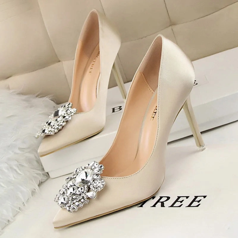 High Heels & Pantyhose Shoes Rhinestone Women Pumps Stiletto High Heels