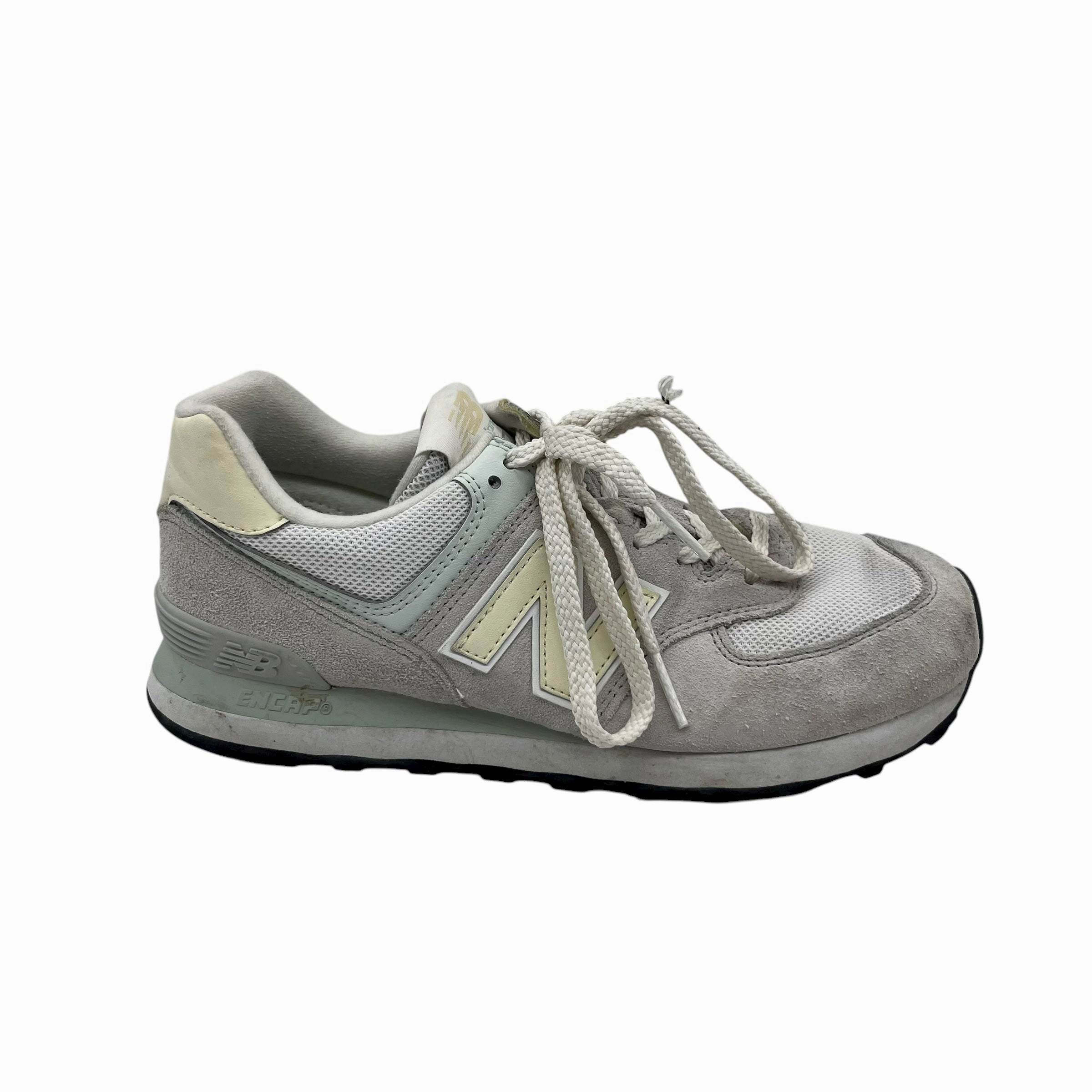 New Balance 990 Grey Black Shoes Sneakers By New Balance In Cream & Grey, Size:9