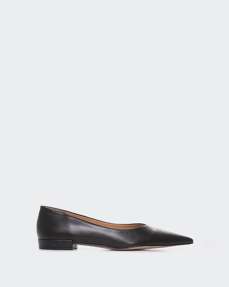 Shynnis Black Leather Flat Shoes That Fit In Your Purse
