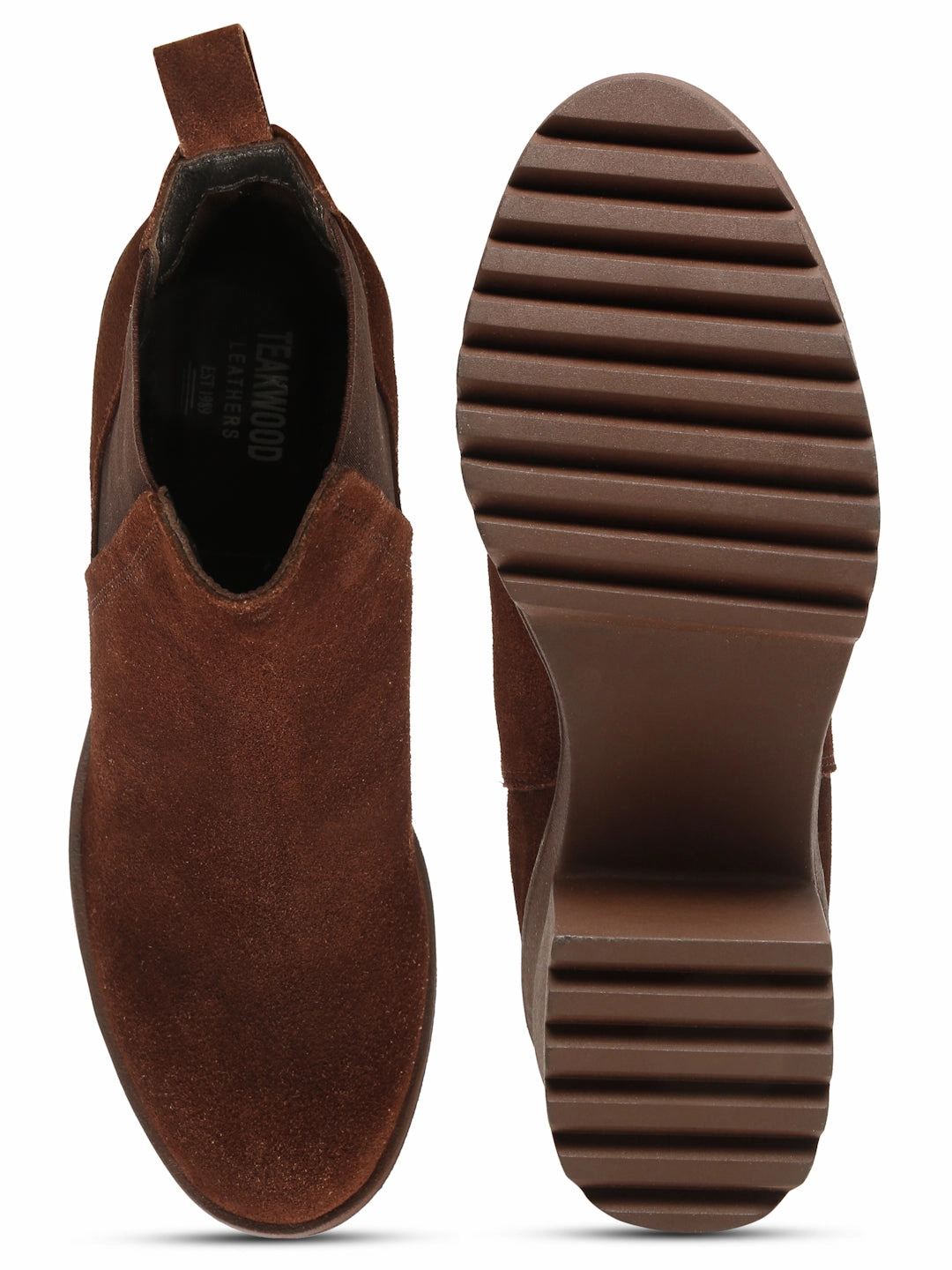 High Heel Boots Women's Brown Suede Leather Mid - Ankle High Heeled Boots