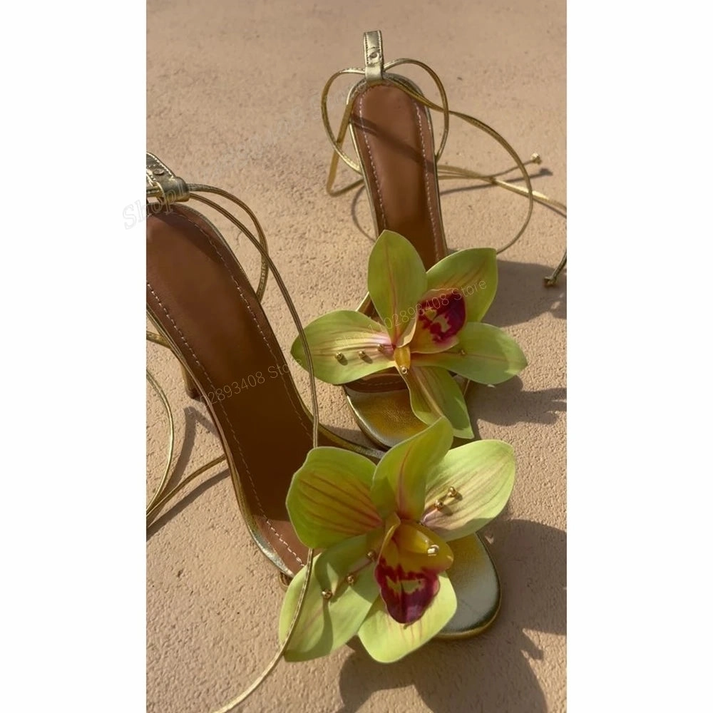Cobian Sandals Deise Bez Green Flower Design Strappy Sandals