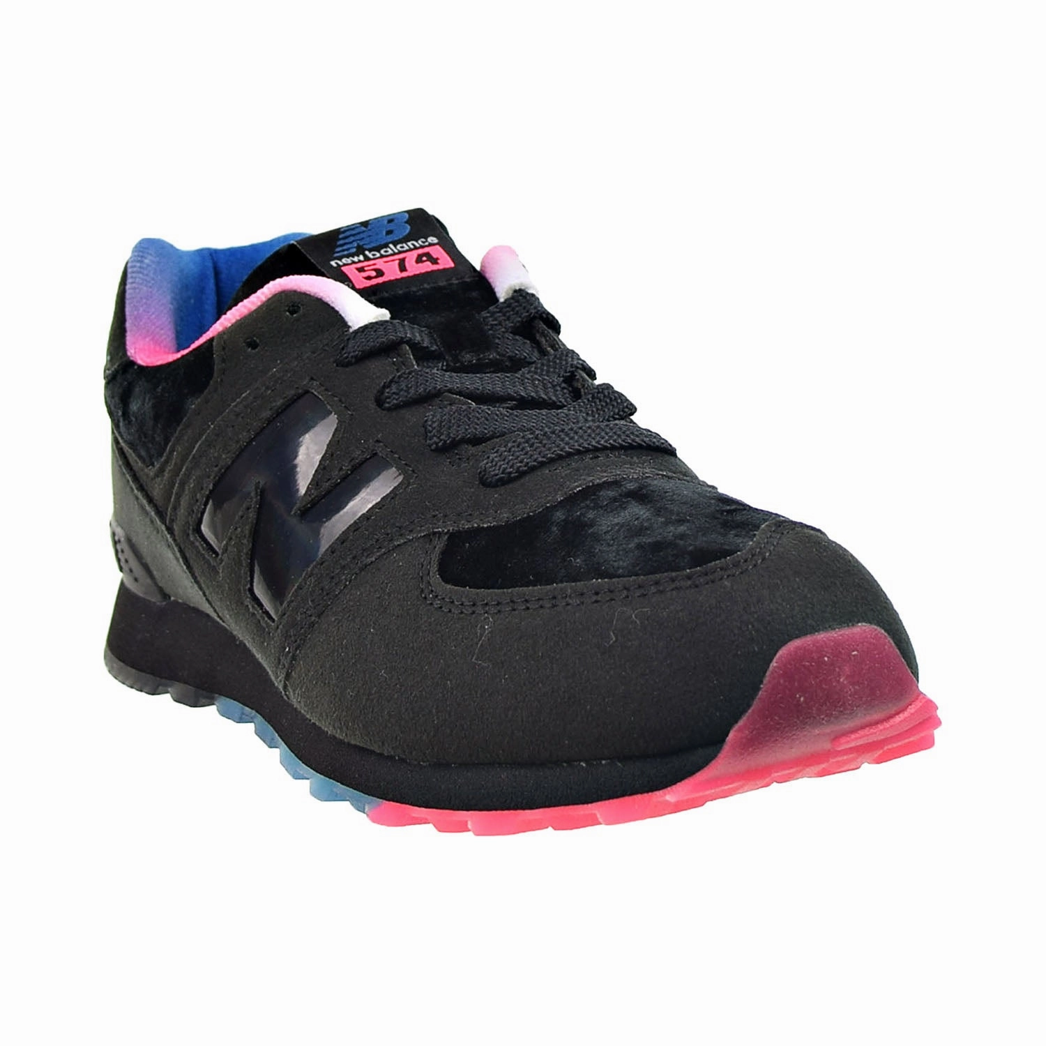 Ivory New Balance New Balance 574 Big Kids' Shoes Black-Blue-Pink