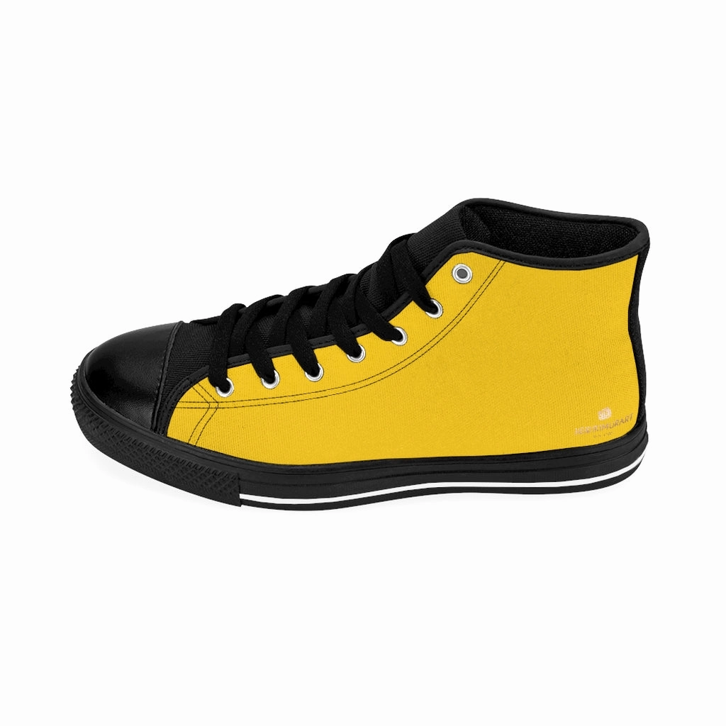 Georgia Slip On Boots Men's Yellow High-top Sneakers, Yellow Solid Color Minimalist Designer Tennis Running Shoes