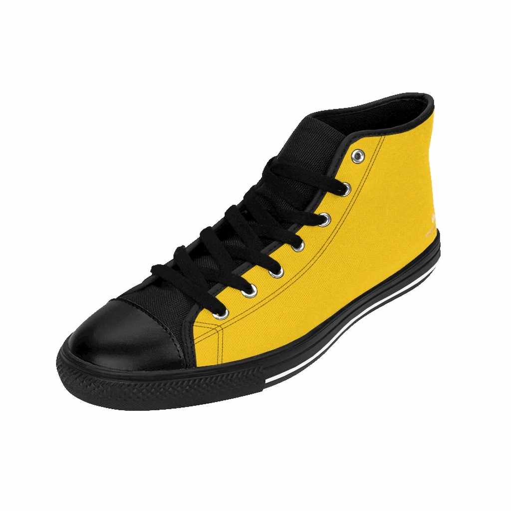 Baby Boots Men's Yellow High-top Sneakers, Yellow Solid Color Minimalist Designer Tennis Running Shoes
