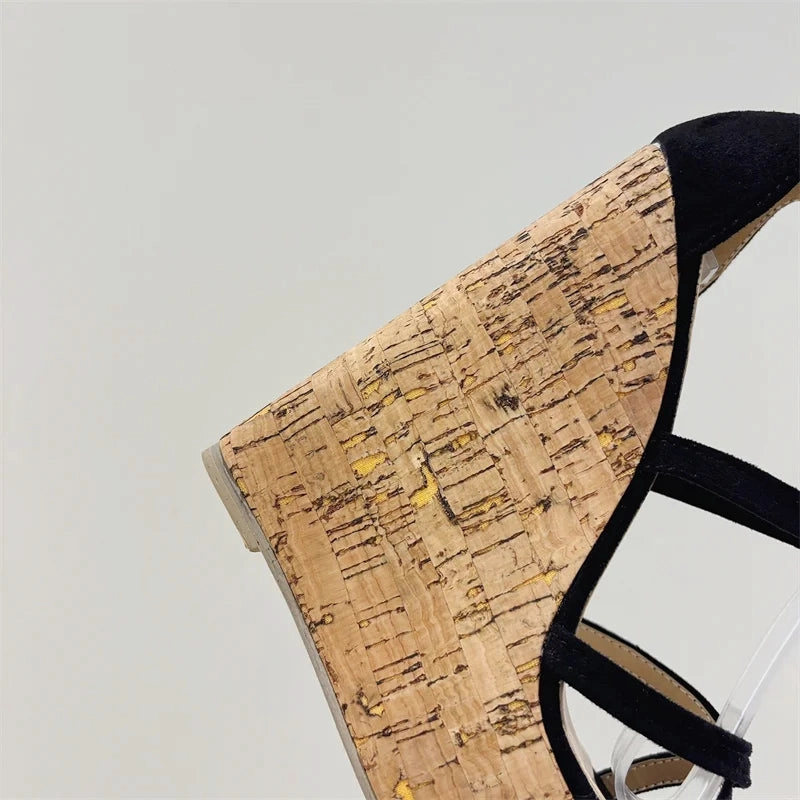 Liyke Sommer mode Schnrung Keile Sandalen fr Frauen gemtliche Holz Thinck Bottom Open Toe Plattform High Heels Damenschuhe schwarz Best Sandals For Beach