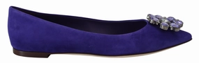 Flat To Heel Shoe Dolce & Gabbana Embellished Crystal Purple Suede Flats