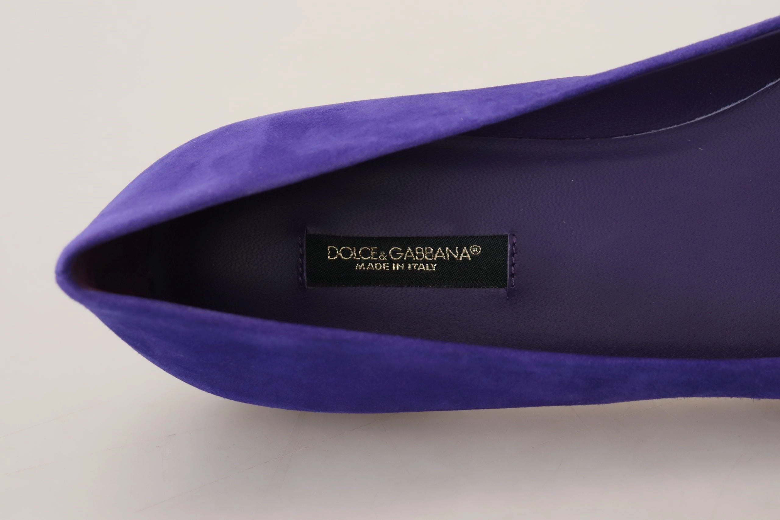 Royale Flat Shoes Dolce & Gabbana Embellished Crystal Purple Suede Flats