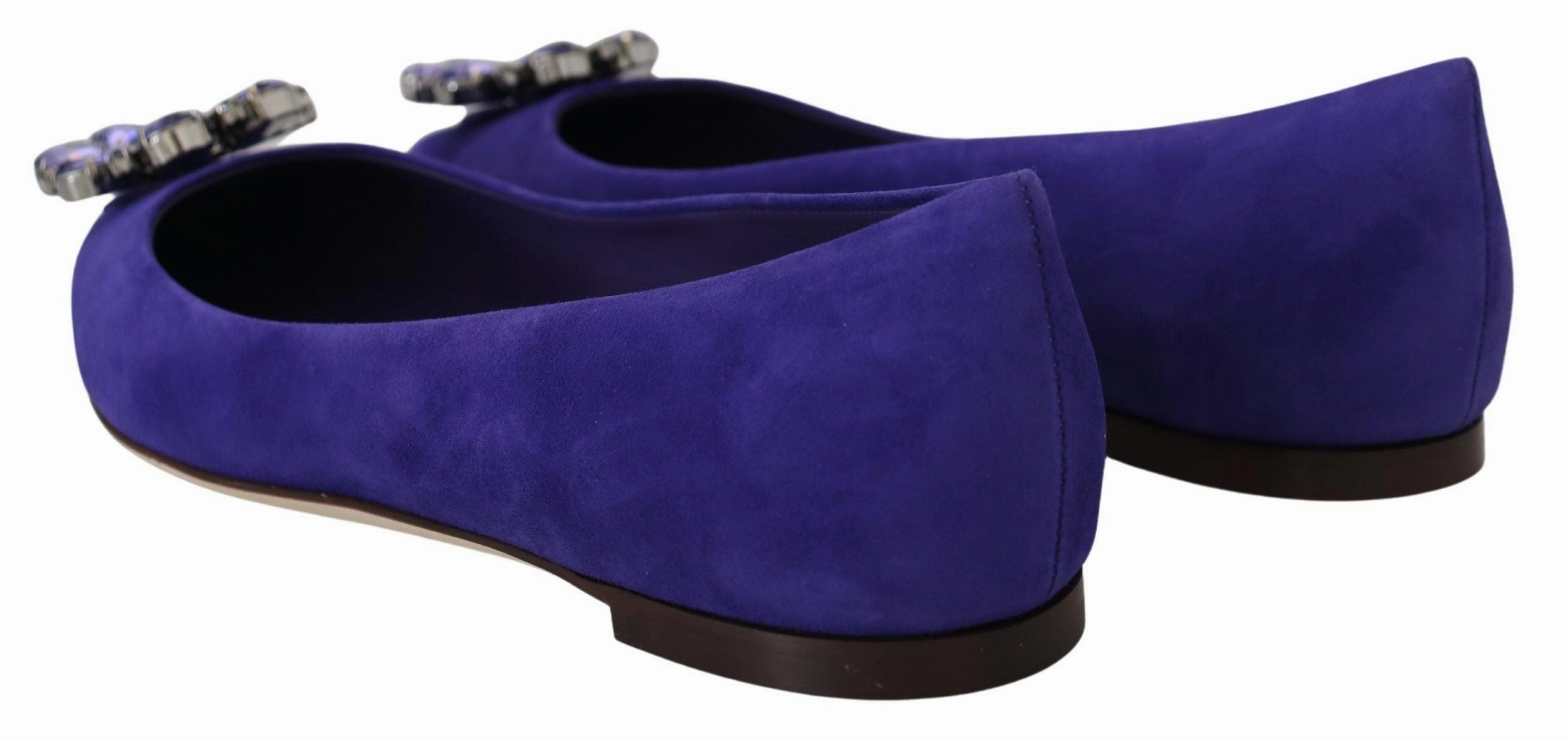 Dolce & Gabbana Embellished Crystal Purple Suede Flats Shoe Insert Flat Feet