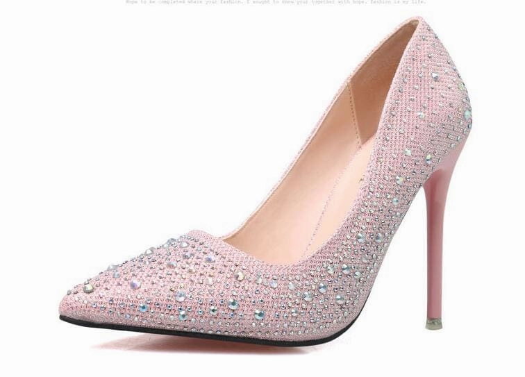 Ladies In Stockings And High Heels Fashion Luxury Rhinestone Sexy Women Wedding High Heels